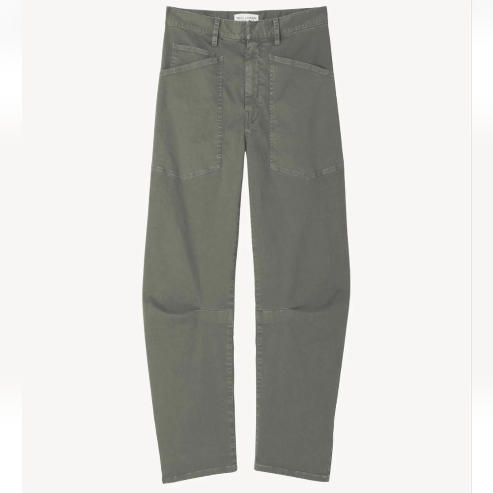 Nili Lotan Shon Pant Barrel Leg Carpenter 10  admiral green gray